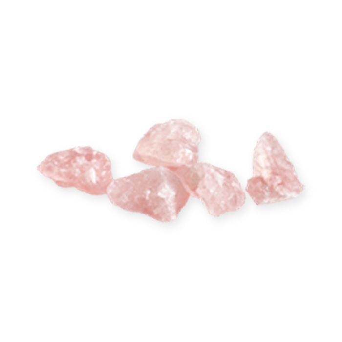 mini rose quartz chips in a pile