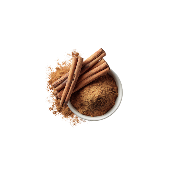 cinnamon stick and ground cinnamon in a white bowl