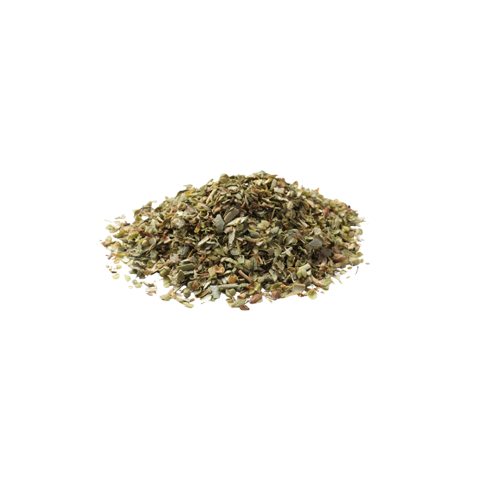 small pile of dried basil leaves