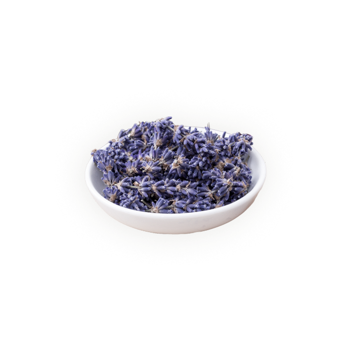 lavender buds in a white bowl