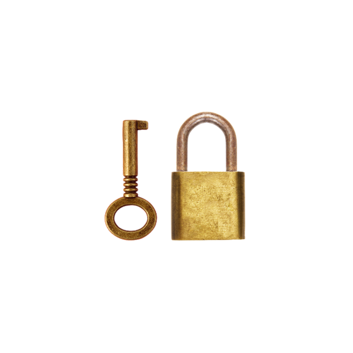 vintage gold key and lock