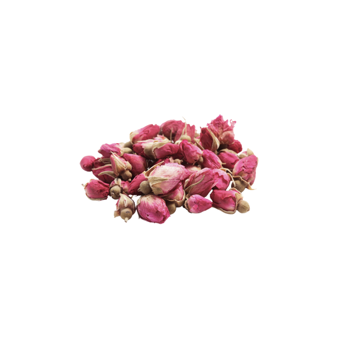 small pile of dried pink rose buds