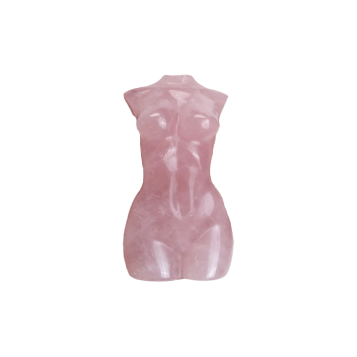 a rose quartz female figurine