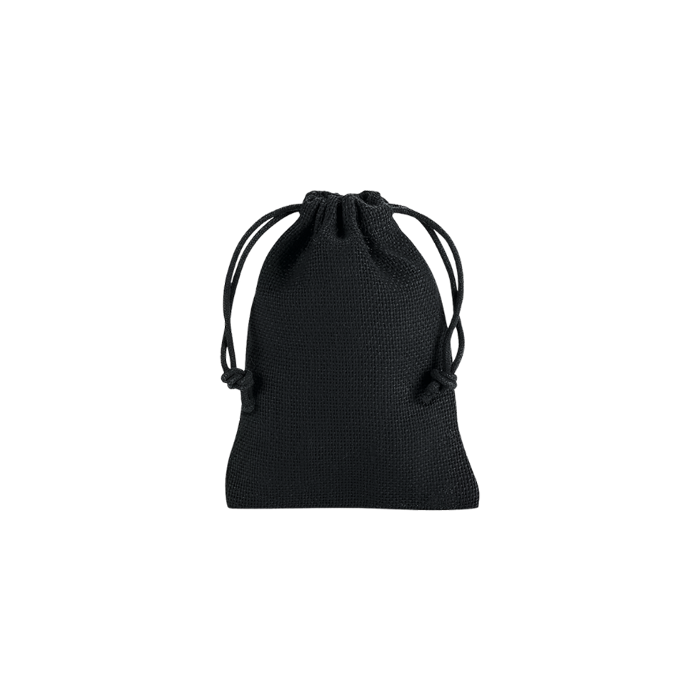 a small black sachet with draw string
