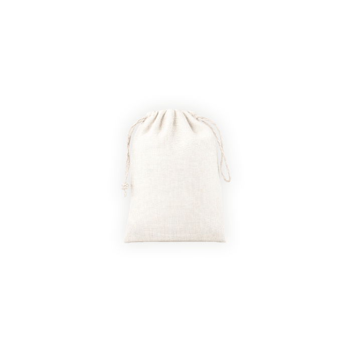small natural cotton muslin bag with drawstring