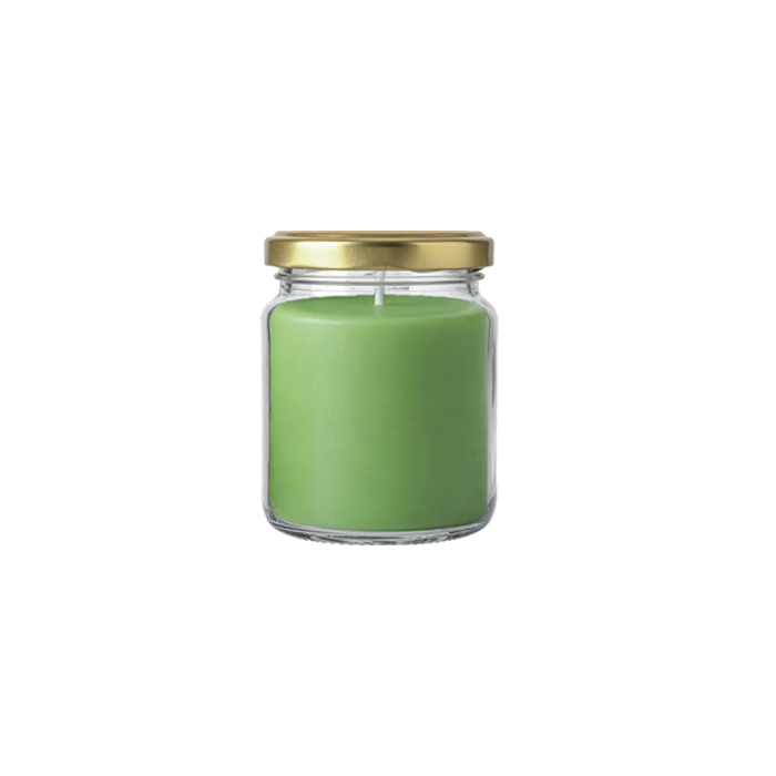 green candle in glass jar